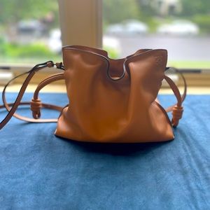 Flamenco Mini Napa Drawstring clutch bag Warm desert